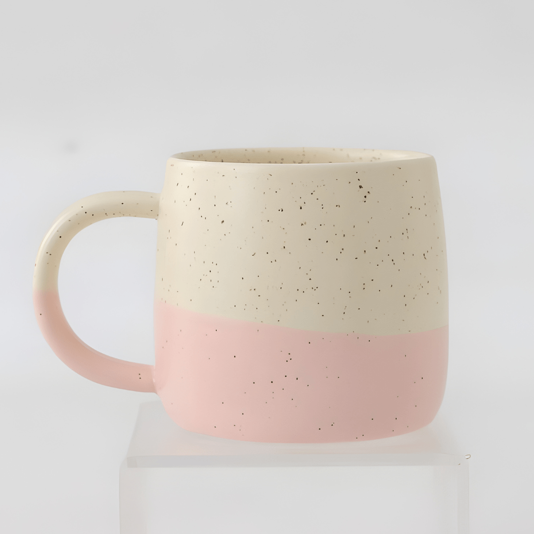 Speckled Ceramic Coffee Mug 400ML Beige and Pink