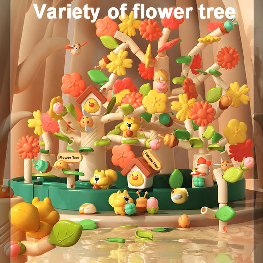 Bloom & Build Flower Tree Educational Toy Set – 108 Pieces with Storage Box

