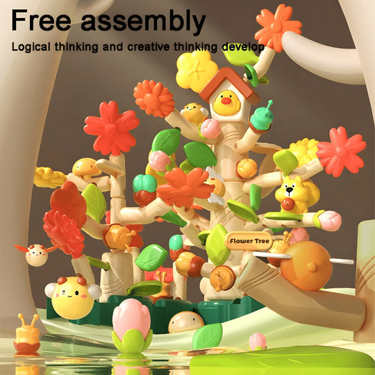 Bloom & Build Flower Tree Educational Toy Set – 108 Pieces with Storage Box

