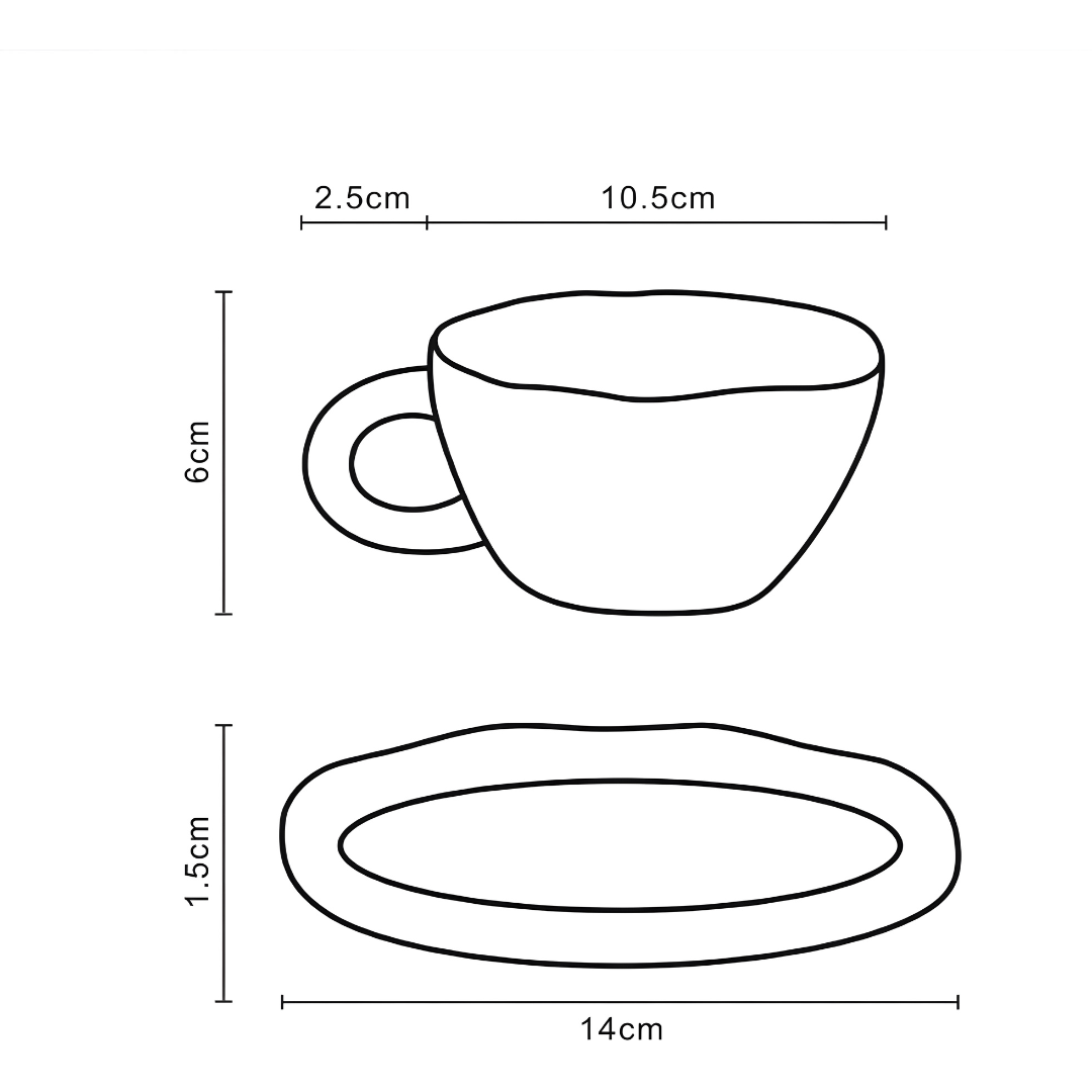 Premium ceramic smile cup with saucer 260ml, Korean-style hand-painted mug, sold in Beirut Lebanon

