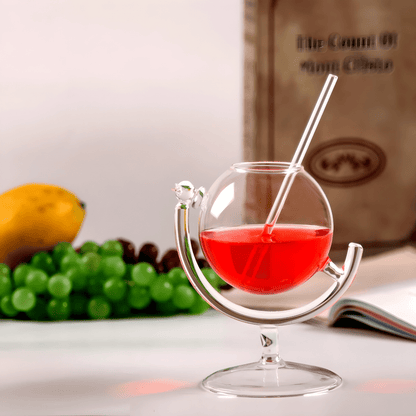 300ml globe-shaped cocktail glass with straw – crystal drinkware for cocktails or juice in Beirut