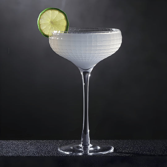 Elegant 184ml crystal coupe glass with textured bowl and long stem, ideal for wine and cocktails in Beirut Lebanon