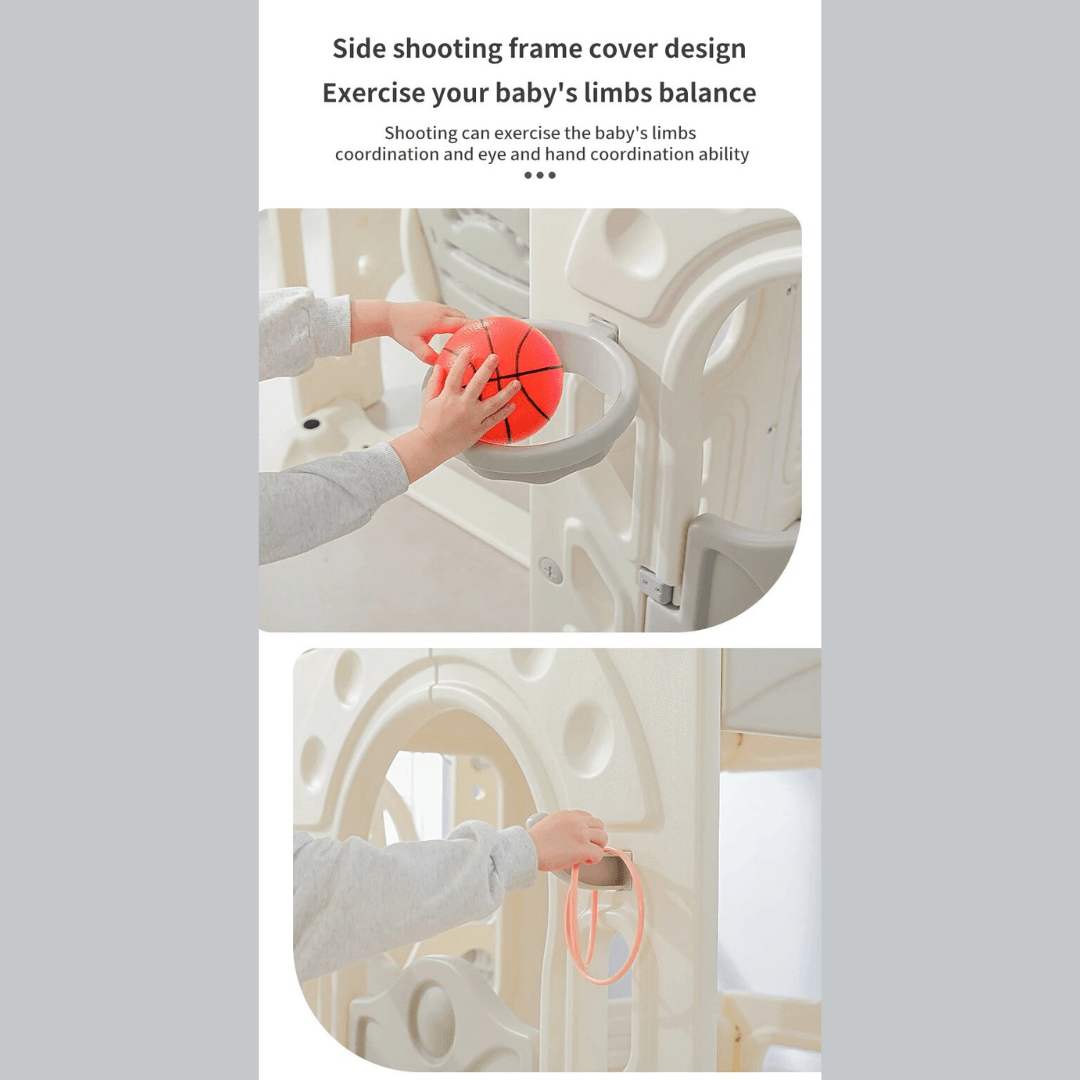 6-in-1 Toddler Slide Climber Swing Set: Indoor Play Fun for Kids 1-7 (Gray) - EUROPEAN HOUSE HOLD