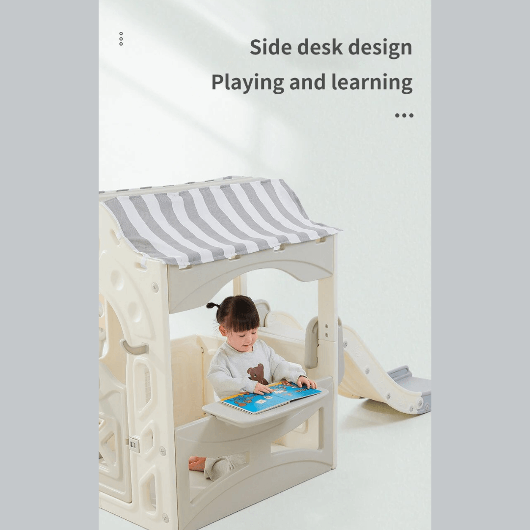 6-in-1 Toddler Slide Climber Swing Set: Indoor Play Fun for Kids 1-7 (Gray) - EUROPEAN HOUSE HOLD