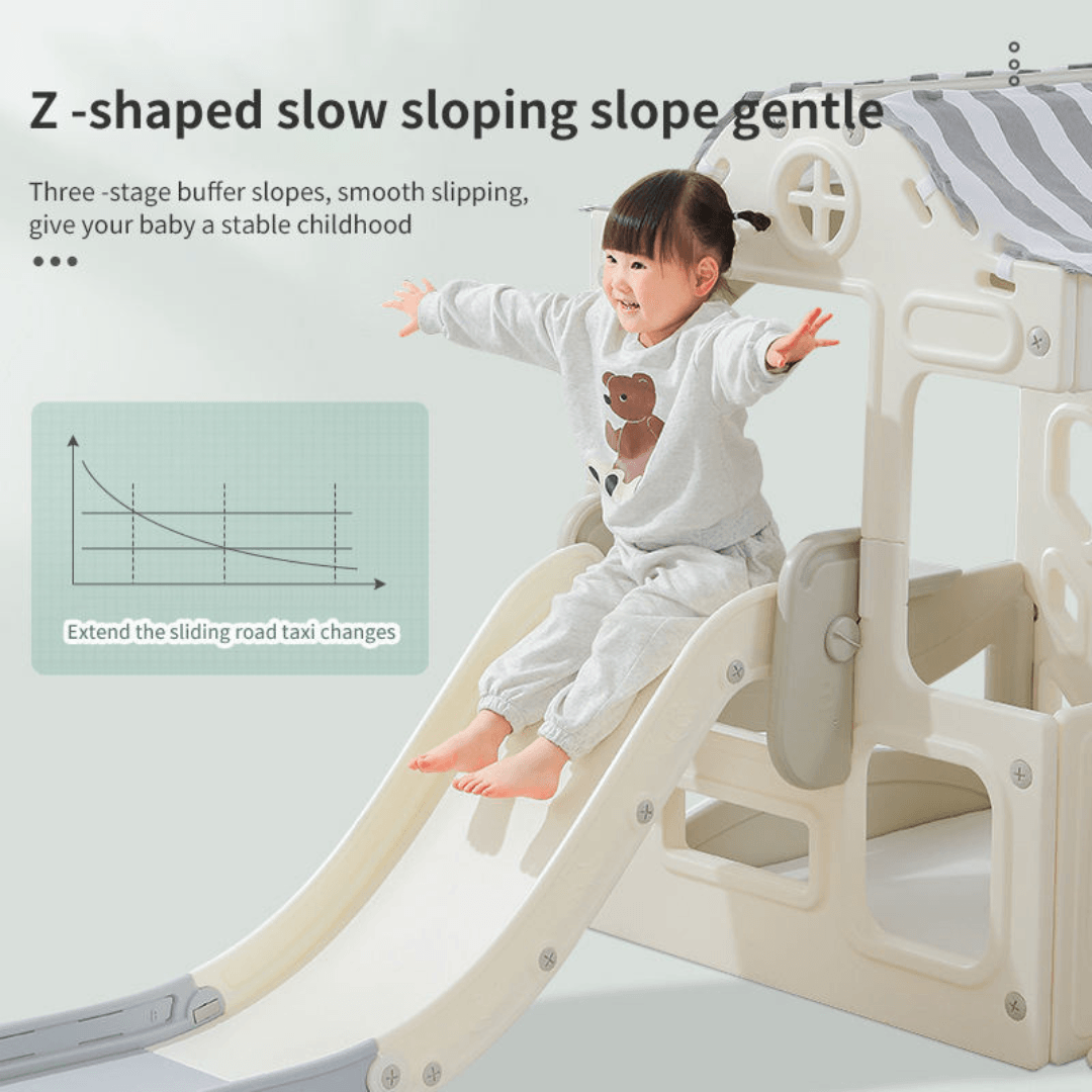 6-in-1 Toddler Slide Climber Swing Set: Indoor Play Fun for Kids 1-7 (Gray) - EUROPEAN HOUSE HOLD