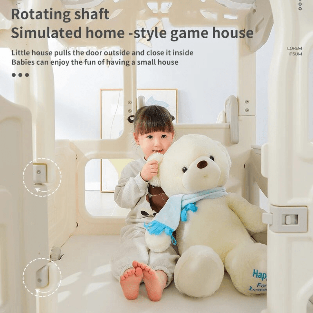 6-in-1 Toddler Slide Climber Swing Set: Indoor Play Fun for Kids 1-7 (Gray) - EUROPEAN HOUSE HOLD