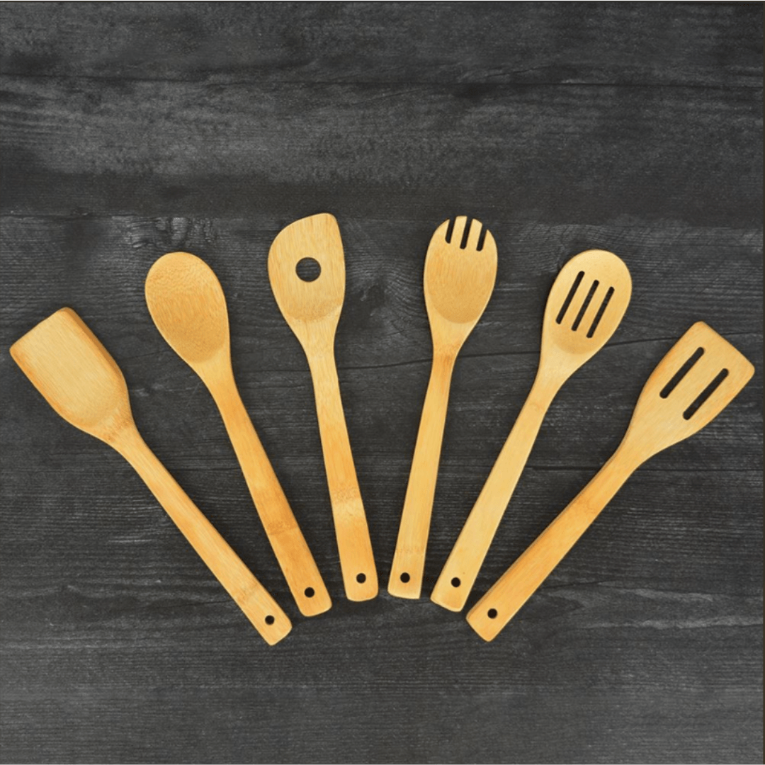 6 Piece Bamboo Spoons and Spatulas Set - EUROPEAN HOUSE HOLD