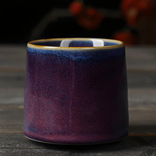135ml Nordic ceramic rotating espresso cup in deep purple glaze