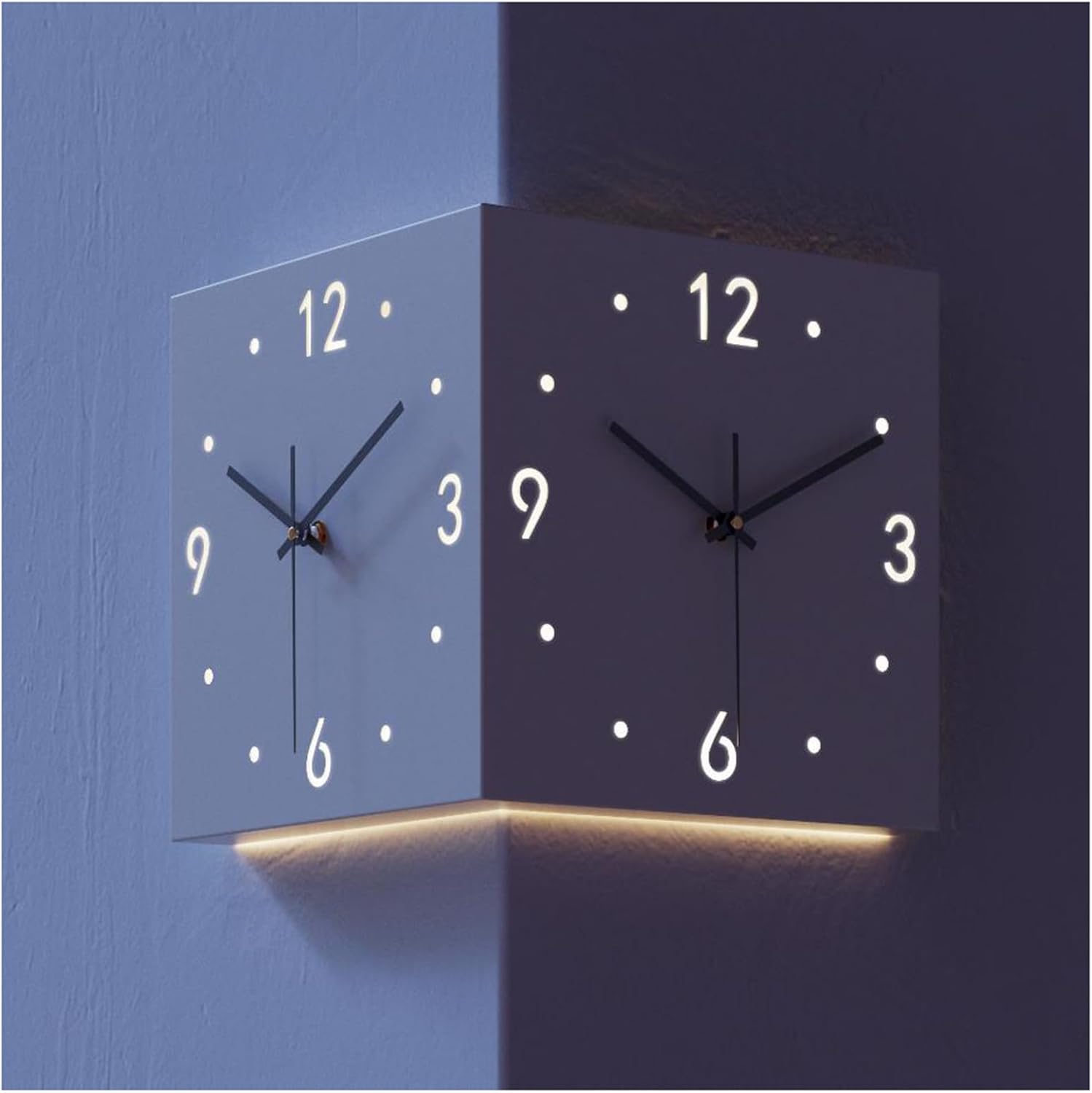 Dual-Faced Modern Metal Corner Wall Clock