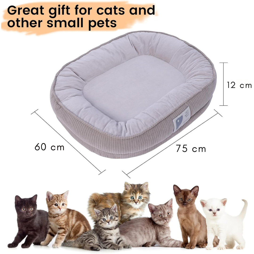 Soft Calming Cat Bed , Washable Cover , Anti-Slip Bottom