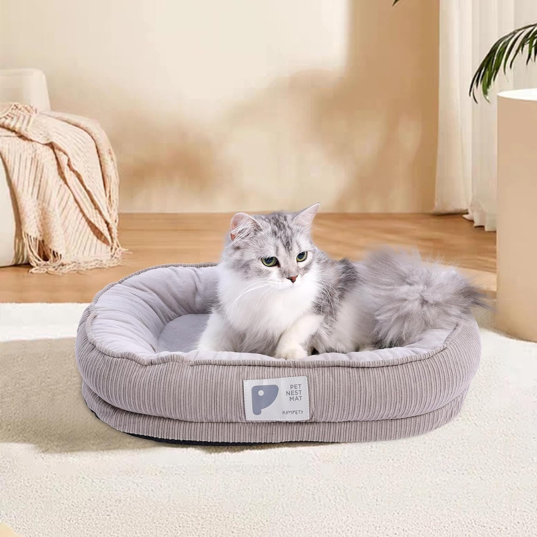 Soft Calming Cat Bed , Washable Cover , Anti-Slip Bottom