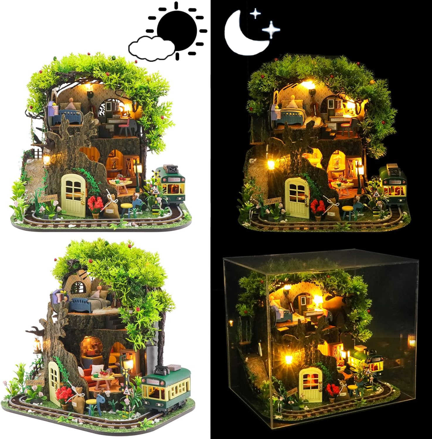 DIY Forest Secret House Miniature Kit with Furniture And LED Light