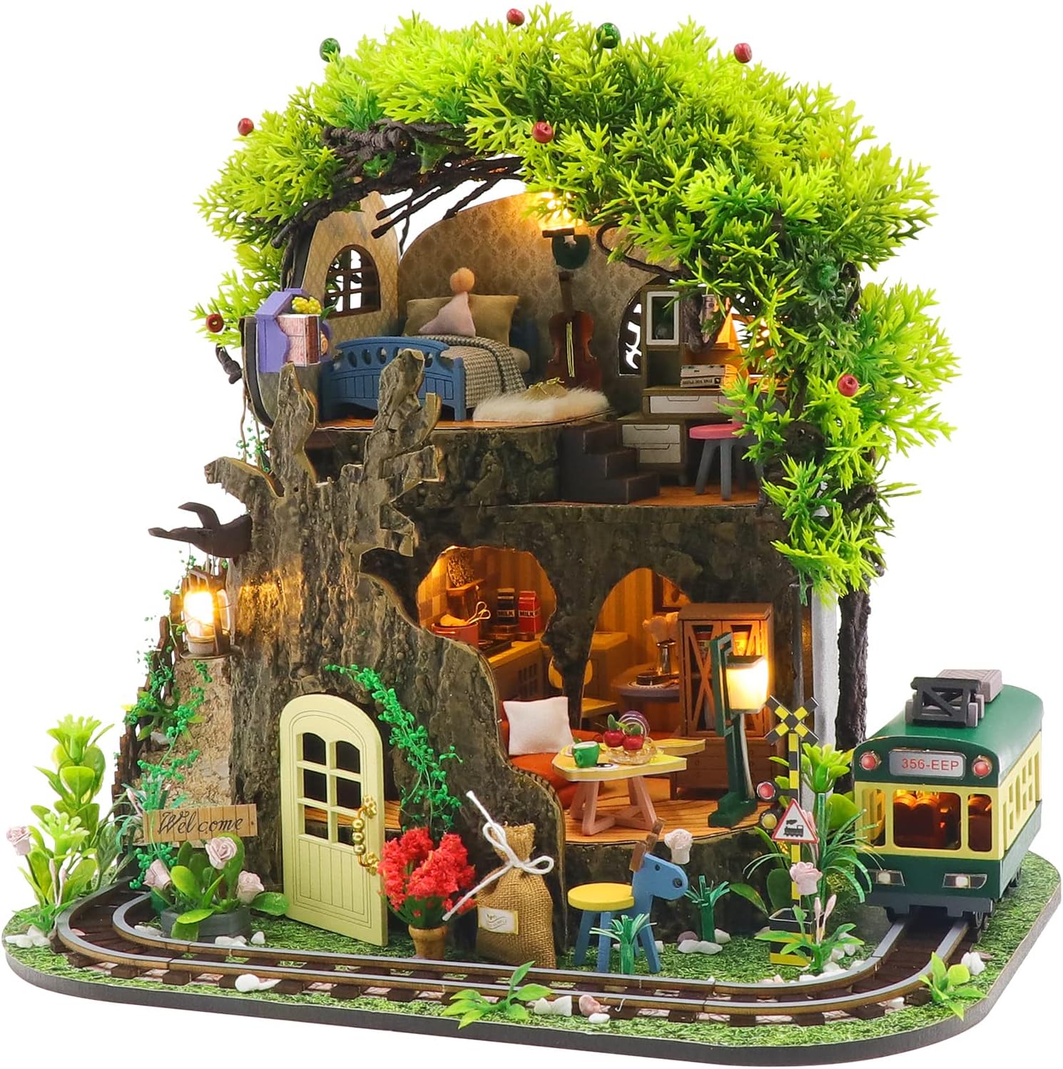 DIY Forest Secret House Miniature Kit with Furniture And LED Light