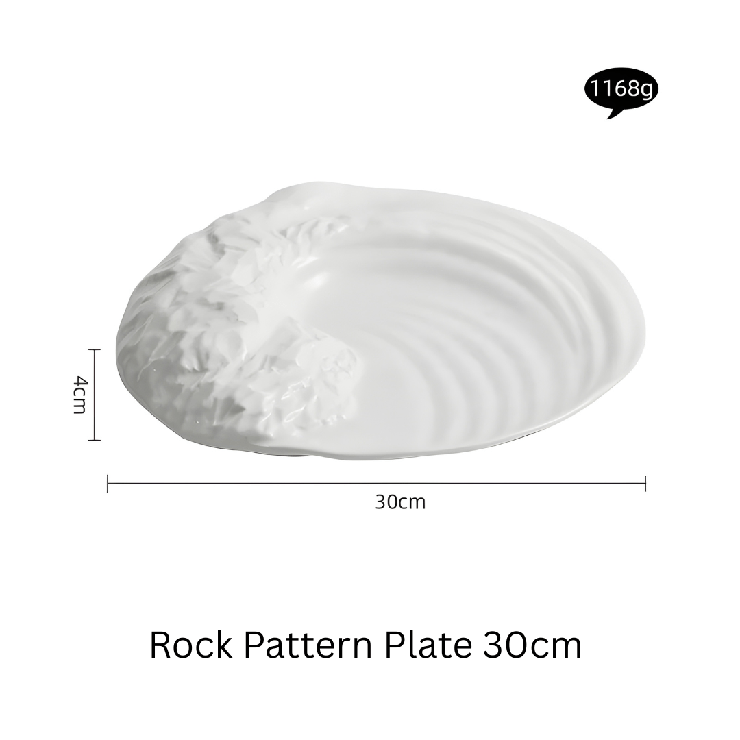 White coral porcelain plate with tidal wave texture – 25cm or 30cm – Lebanon