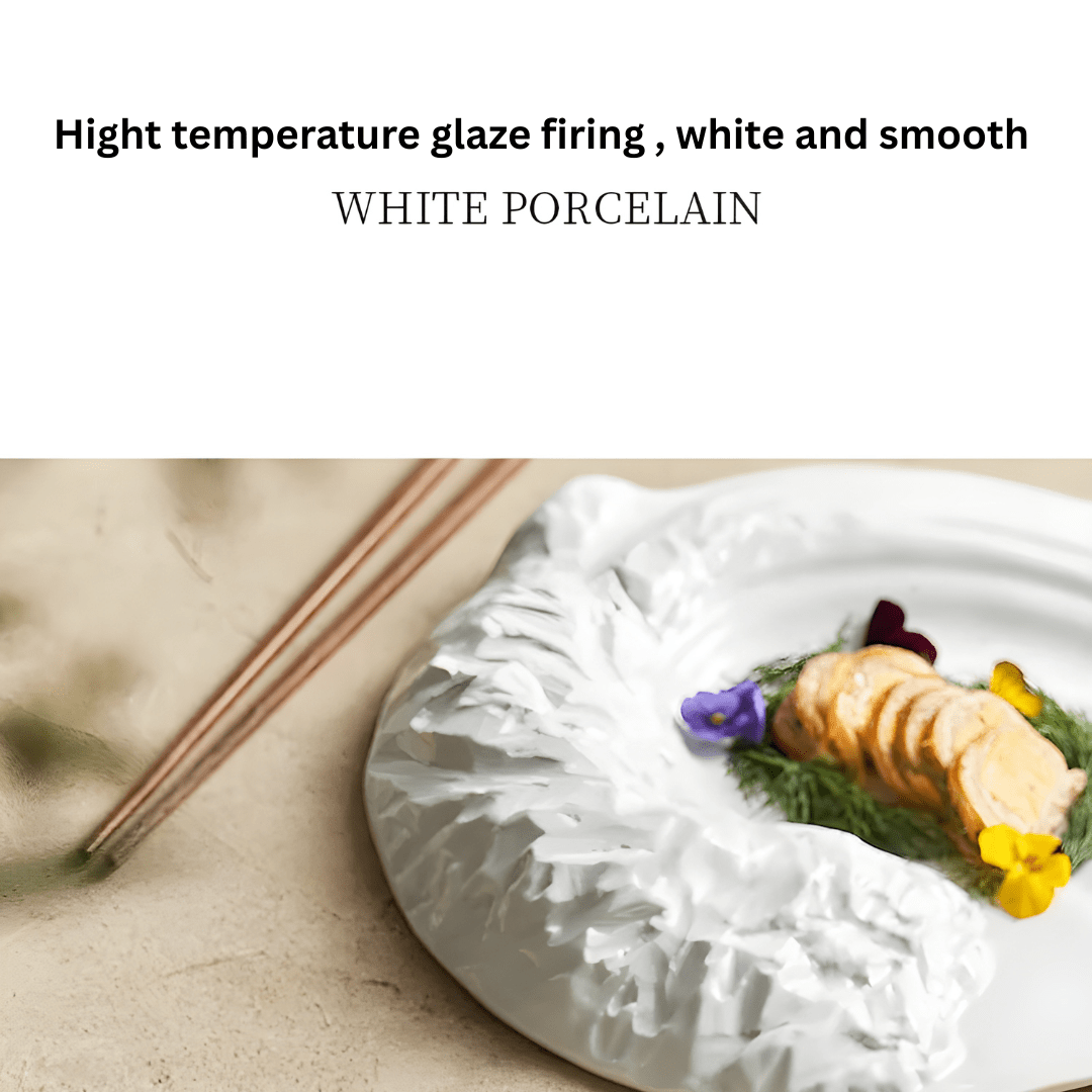White coral porcelain plate with tidal wave texture – 25cm or 30cm – Lebanon