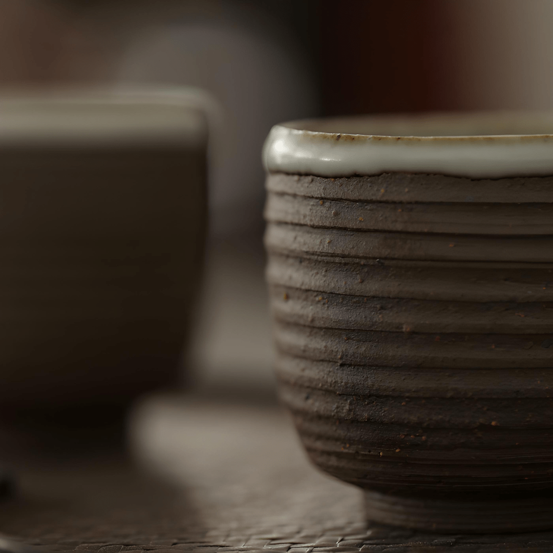 Handmade Japanese-style 35ml retro pottery teacup with white glaze and raw ceramic finish – artisan collectible cup for Beirut drinkware lovers