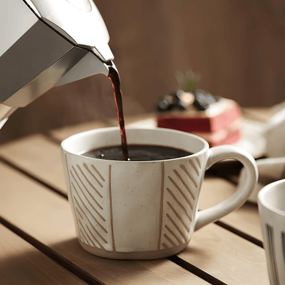 Handmade crude pottery mug 360ml with rustic porcelain finish – ideal for hot drinks in Beirut Lebanon
