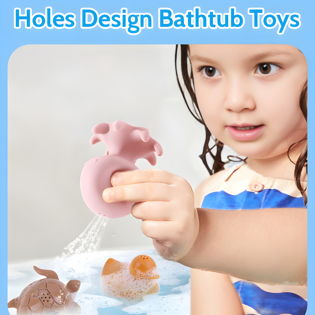 Premium Silicone Animal Bath Toy Set