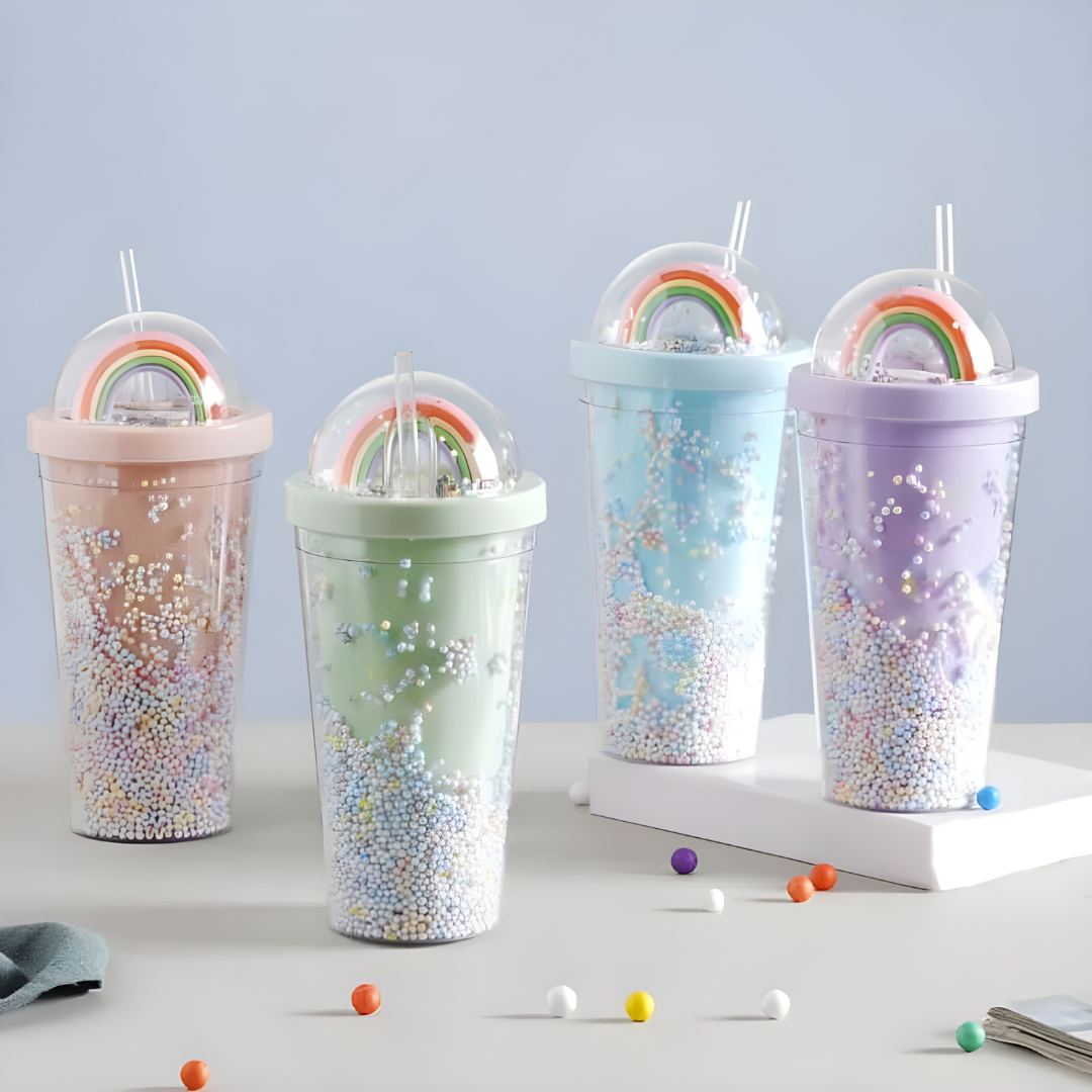 Twinkle Bubble Bliss: Eco-Friendly Kids' Straw Cup 0.5ML