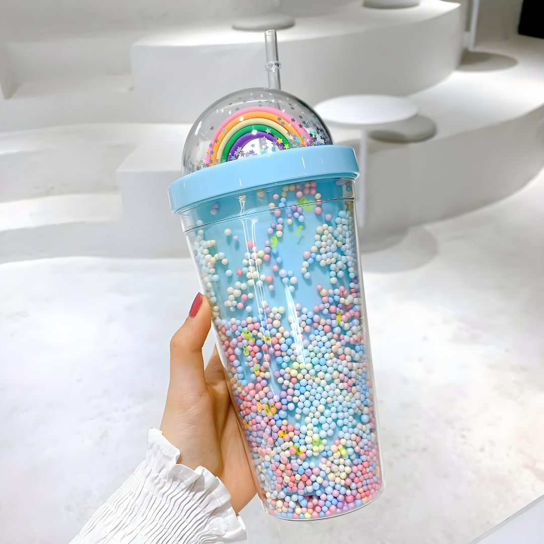 Twinkle Bubble Bliss: Eco-Friendly Kids' Straw Cup 0.5ML