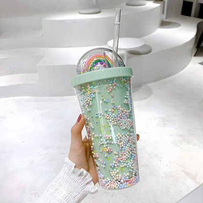 Twinkle Bubble Bliss: Eco-Friendly Kids' Straw Cup 0.5ML