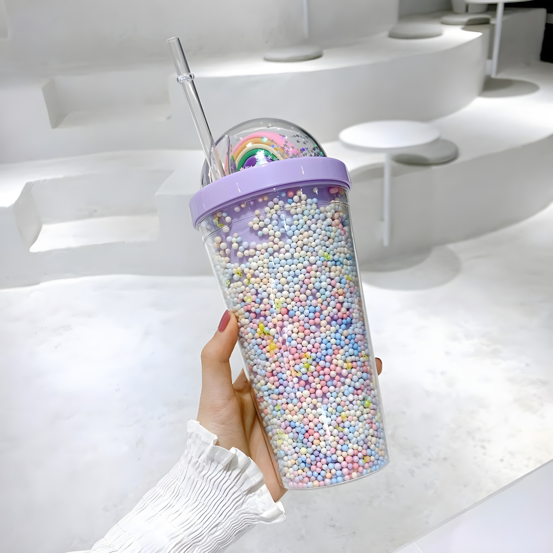 Twinkle Bubble Bliss: Eco-Friendly Kids' Straw Cup 0.5ML