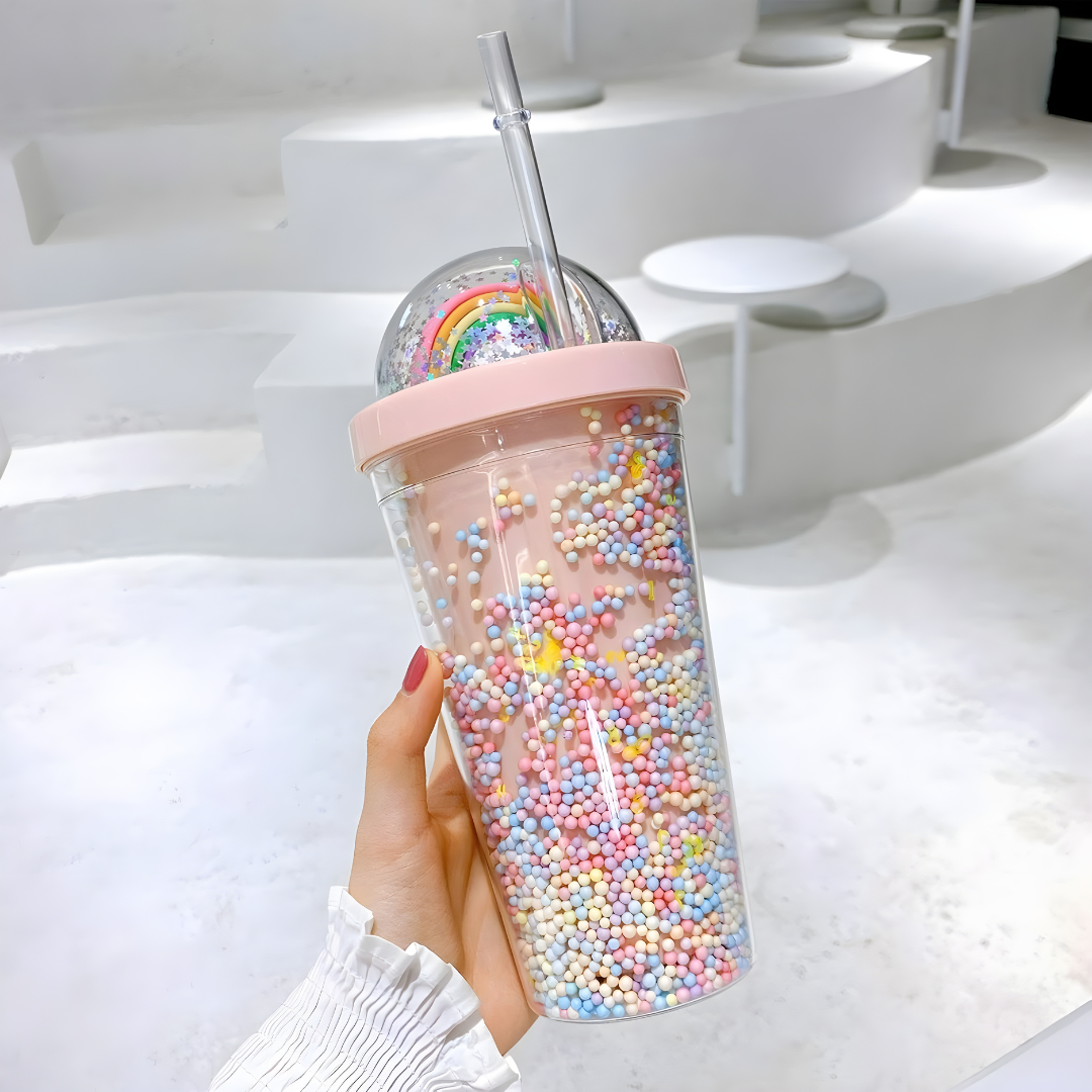 Twinkle Bubble Bliss: Eco-Friendly Kids' Straw Cup 0.5ML