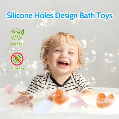 Premium Silicone Animal Bath Toy Set