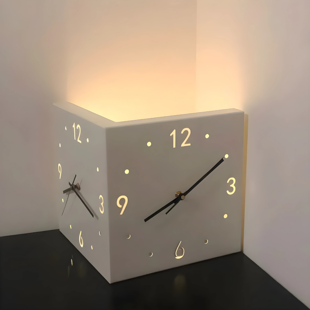 Dual-Faced Modern Metal Corner Wall Clock