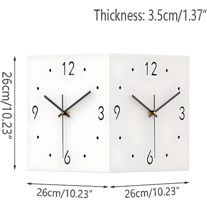 Dual-Faced Modern Metal Corner Wall Clock