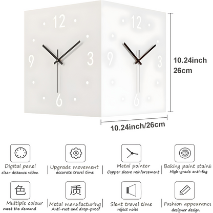 Dual-Faced Modern Metal Corner Wall Clock