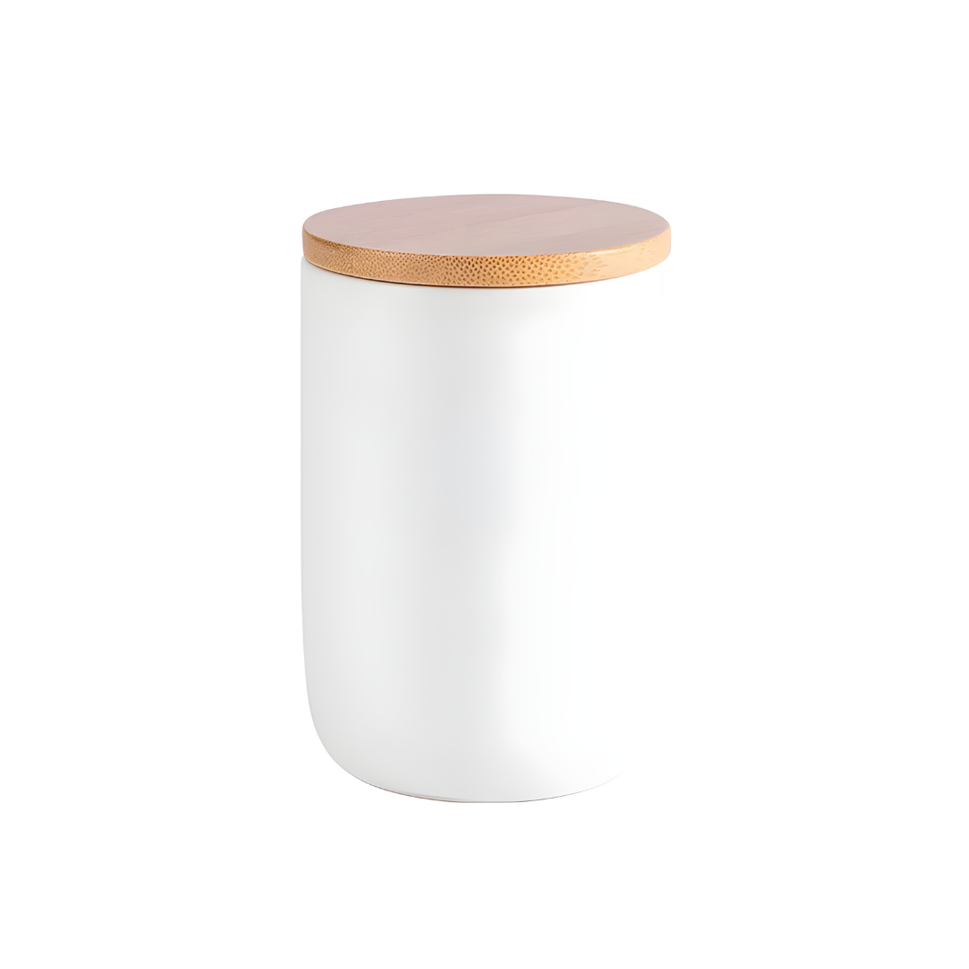 Porcelain Storage Jar with Wooden Lid