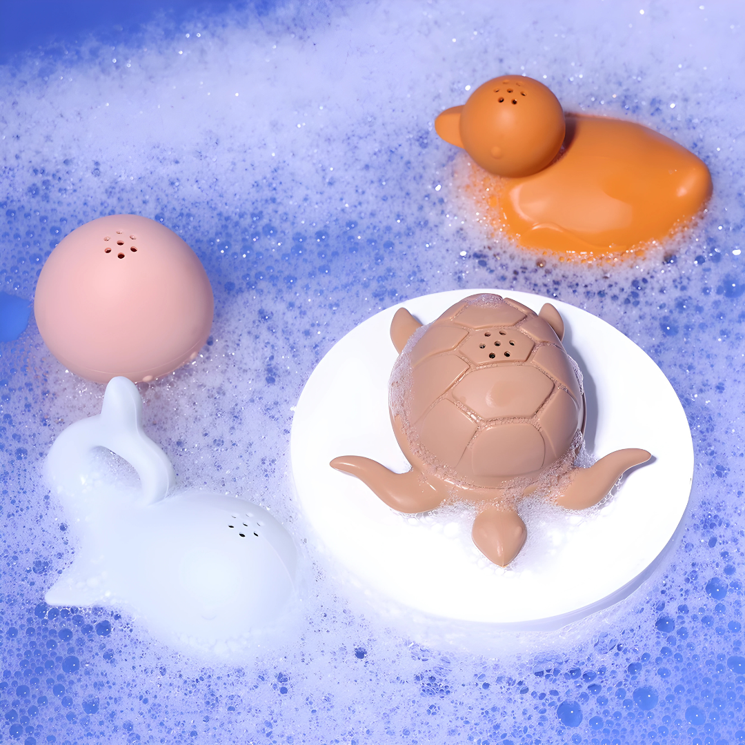 Premium Silicone Animal Bath Toy Set