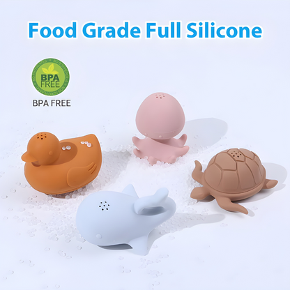 Premium Silicone Animal Bath Toy Set