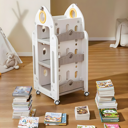 Premium HDPE Plastic Kids Rotating Bookshelf