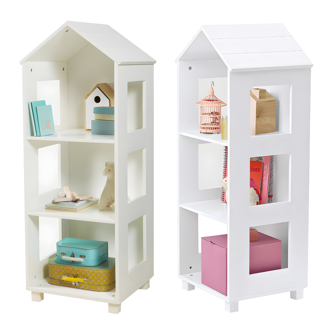 Wooden House-Shaped Bookshelf for Kids’ Storage