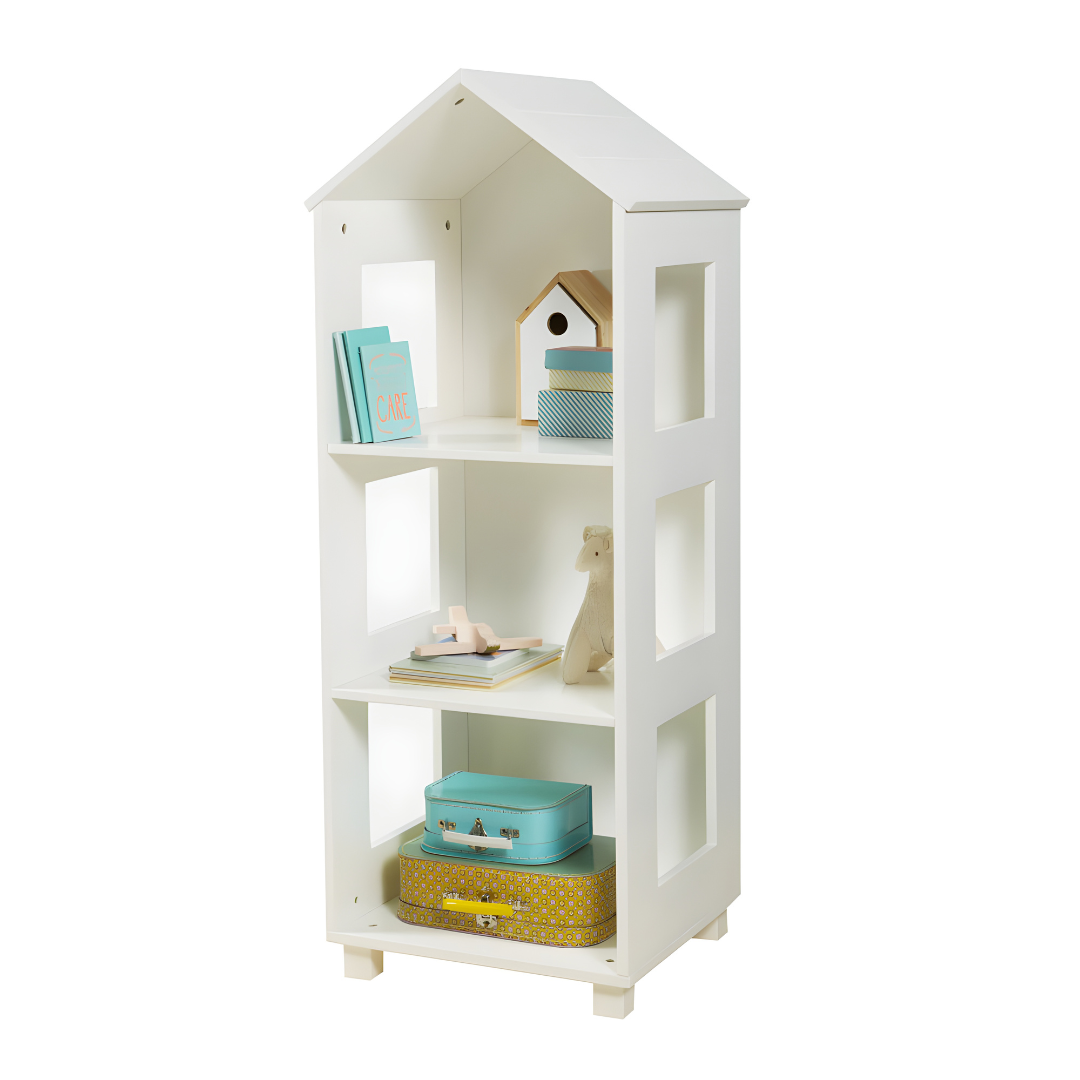 Wooden House-Shaped Bookshelf for Kids’ Storage