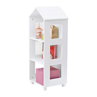 Wooden House-Shaped Bookshelf for Kids’ Storage