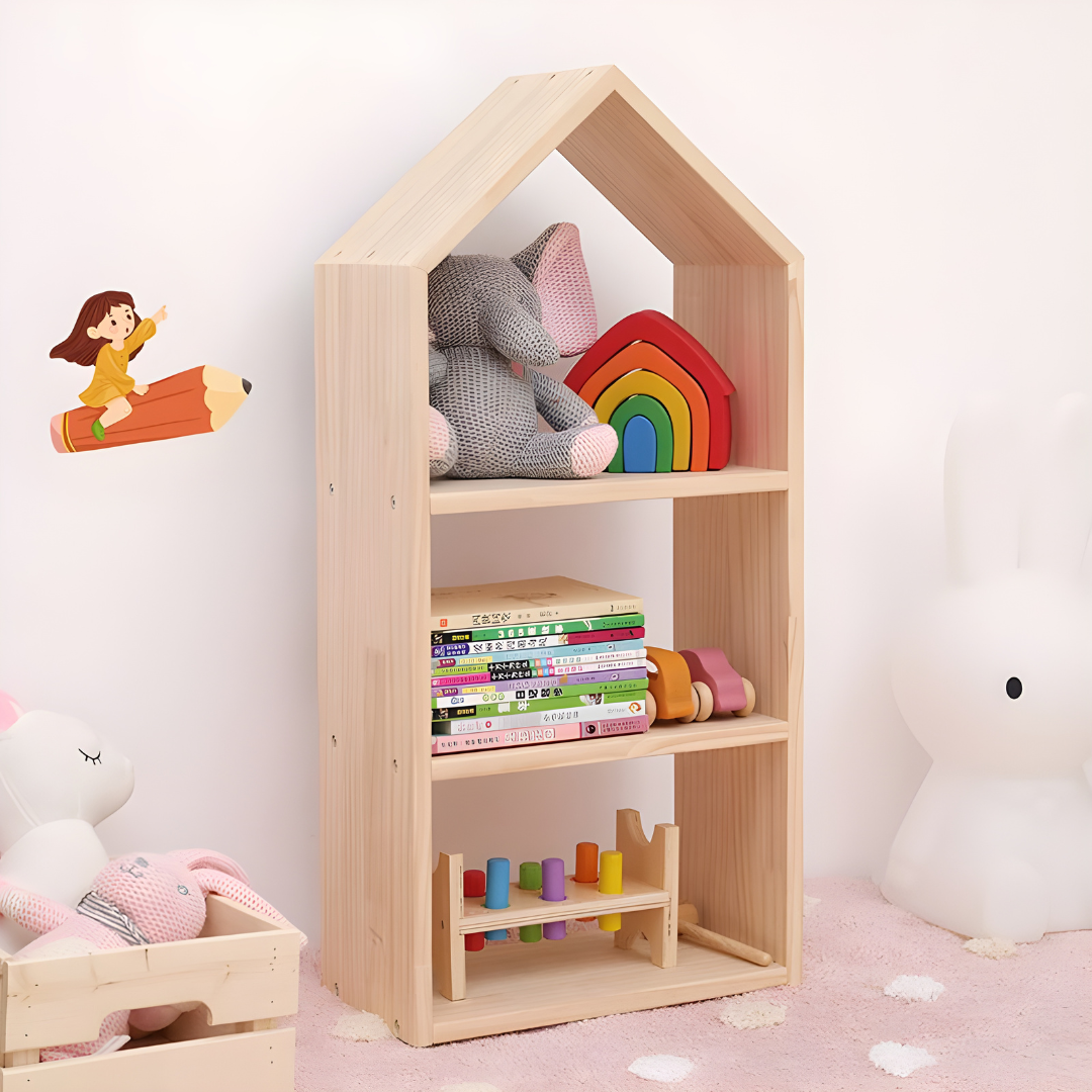 Eco-Friendly Wooden Kids Bookcase and toys  Organizer