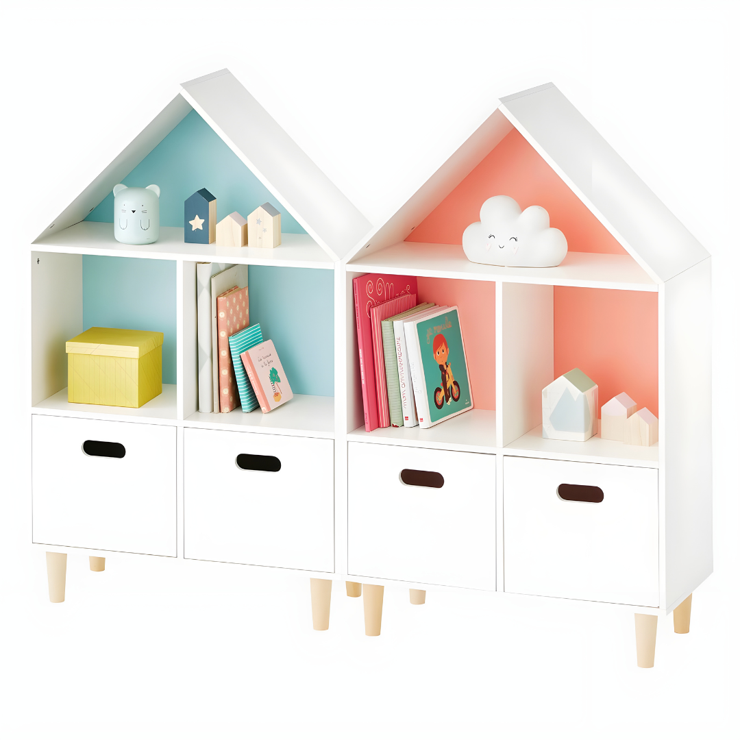 Modern House Bookshelf with Storage for Kids