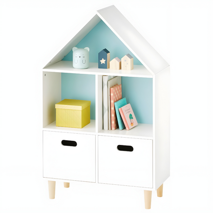 Modern House Bookshelf with Storage for Kids