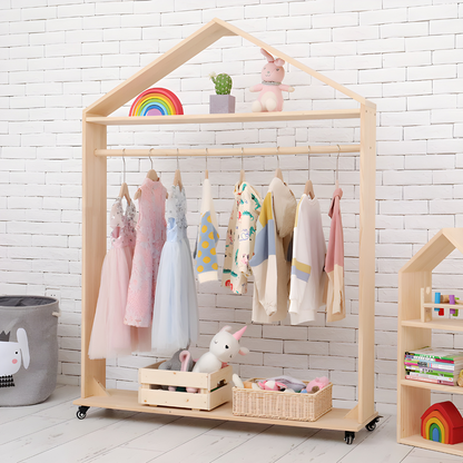 Stylish Kids House Clothing Rack in Oak