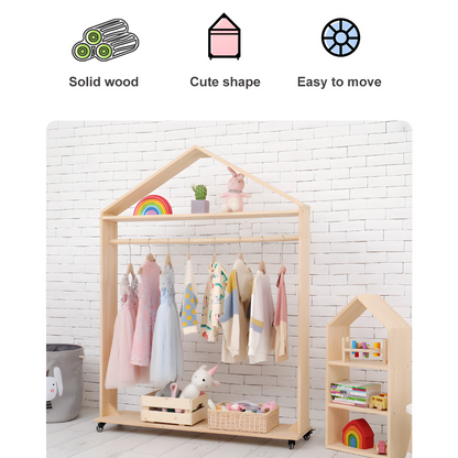 Stylish Kids House Clothing Rack in Oak