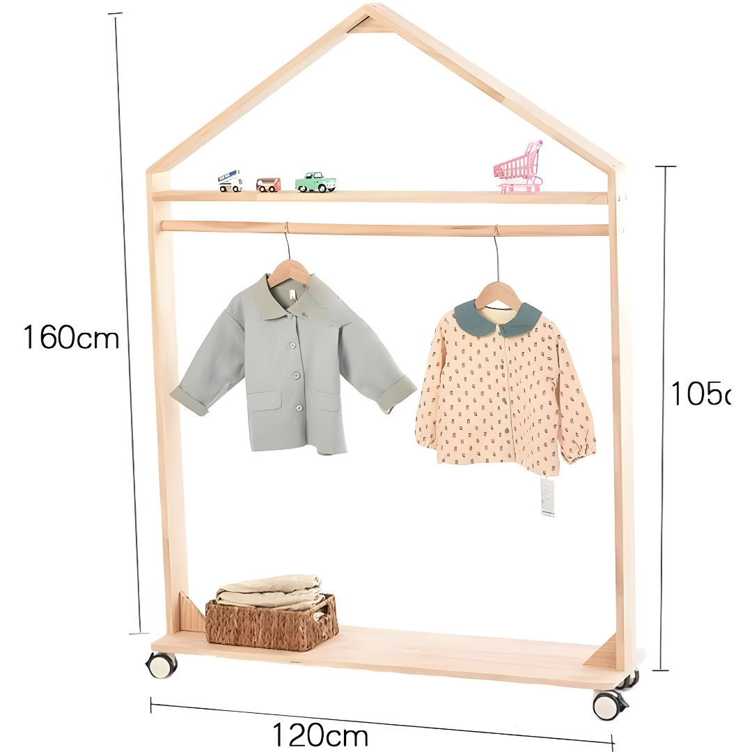 Stylish Kids House Clothing Rack in Oak