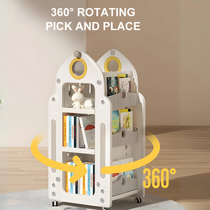 Premium HDPE Plastic Kids Rotating Bookshelf