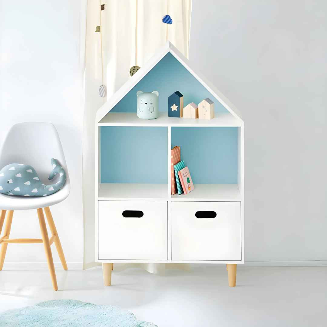 Modern House Bookshelf with Storage for Kids