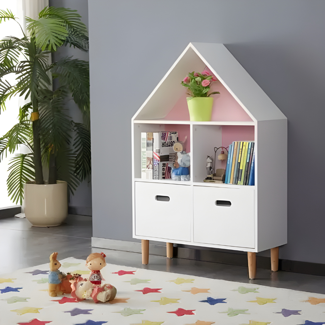 Modern House Bookshelf with Storage for Kids