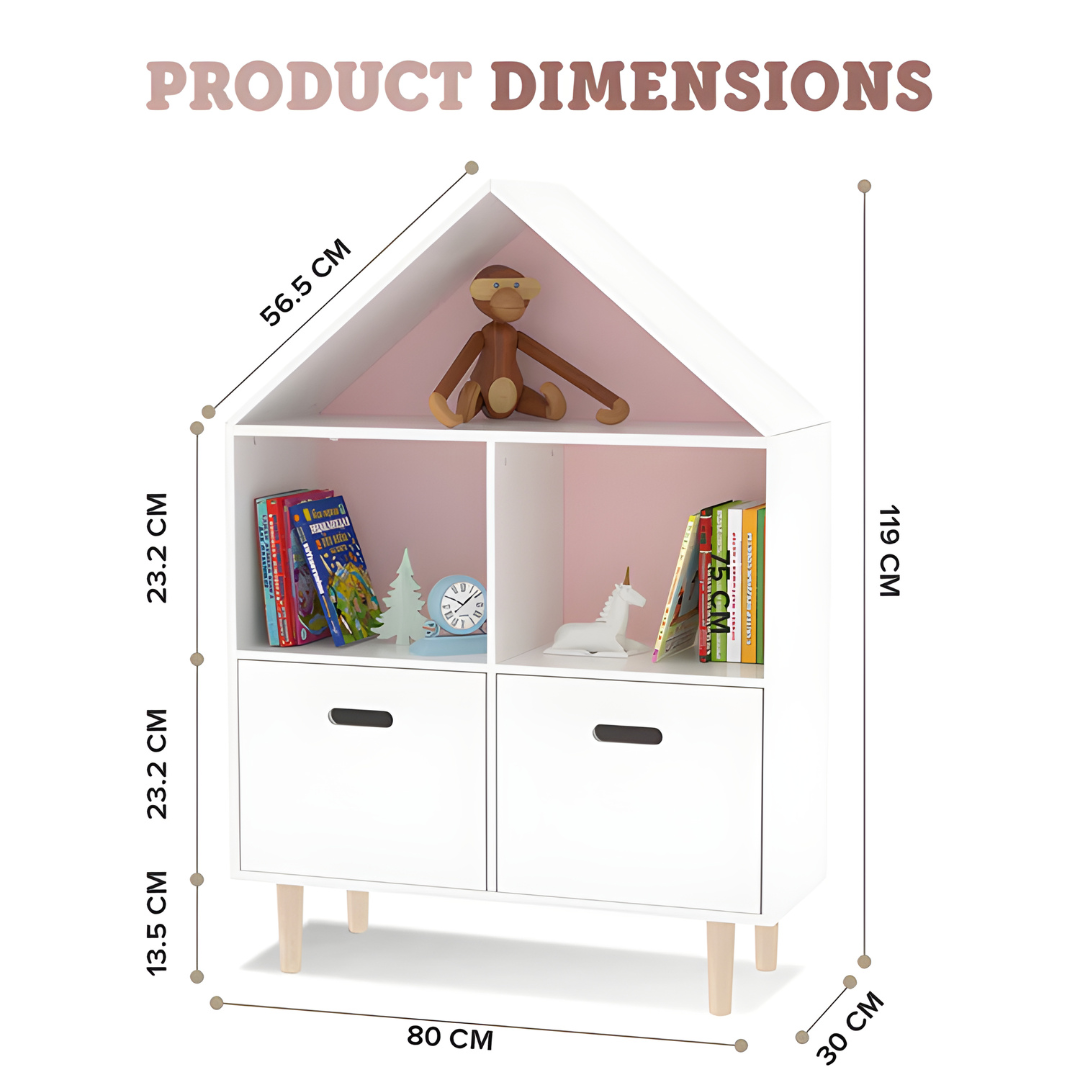 Modern House Bookshelf with Storage for Kids