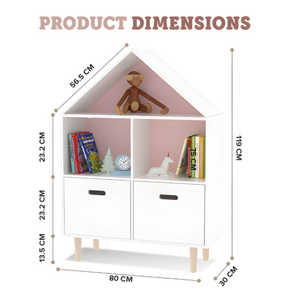 Modern House Bookshelf with Storage for Kids