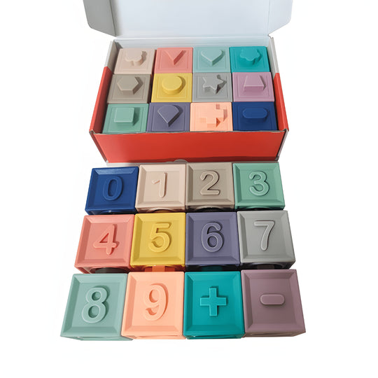 BPA-Free Silicone Baby Stacking Blocks Set 12 pieces